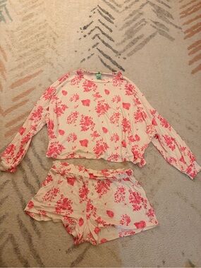 Honeydew Intimates pink floral pajama set small